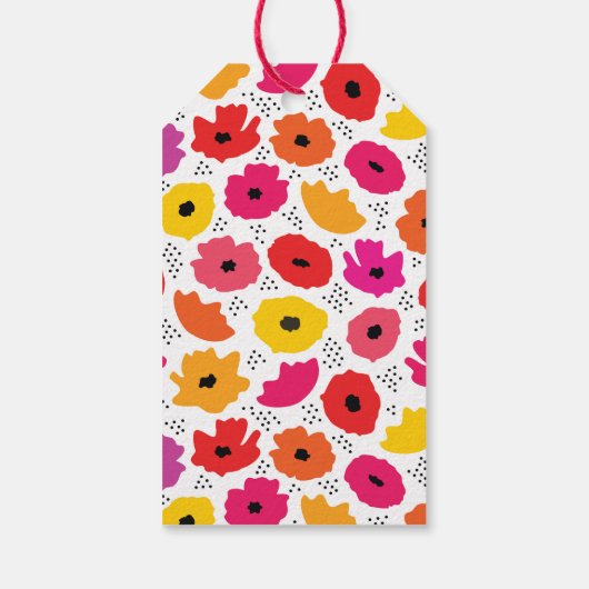 ハッピーマザーズデイモダン赤面ピンクポピーフローラ ギフトタグ (裏面)