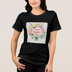 ハッピーマザーズデイユニークブスタイリッシュ無地のラック トライブレンドTシャツ