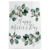 ハッピーマザーズデイユーカリの水色の葉 ミディアムペーパーバッグ (裏面)