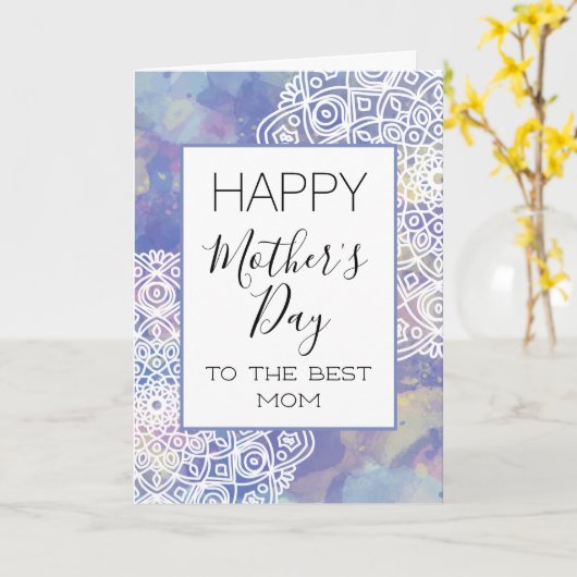 ハッピーマザーズデイラベンダーパープルフローラ曼荼羅 カード (黄色い花)