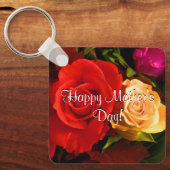 ハッピーマザーズデイレッドイエローローズキーチェーン キーホルダー (正面)