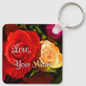 ハッピーマザーズデイレッドイエローローズキーチェーン キーホルダー (裏面)
