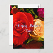 ハッピーマザーズデイレッドイエローローズ ポストカード (正面/裏面)