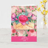 ハッピーマザーズデイレッドピンクパープルフローラ花 カード (黄色い花)