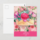 ハッピーマザーズデイレッドピンクパープルフローラ花 ポストカード (正面/裏面)