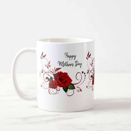 ハッピーマザーズデイレッドローズマグカップ コーヒーマグカップ (左)
