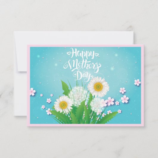 ハッピーマザーズデイワイルドフラワーブーケオンターコイズ カード (正面)