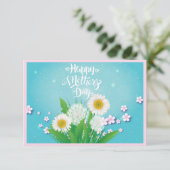 ハッピーマザーズデイワイルドフラワーブーケオンターコイズ カード (スタンド正面)