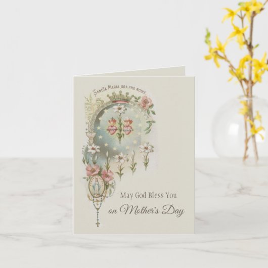 ハッピーマザーズデイヴァージンメアリ宗教カード カード (黄色い花)