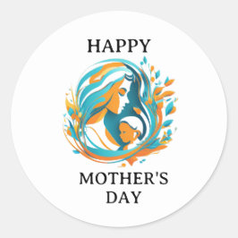 ハッピーマザーズデイヴィンテージクラシックラウンドステッカー ラウンドシール