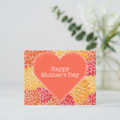 ハッピーマザーズデイヴィンテージレトロフローラハート ポストカード (スタンド正面)