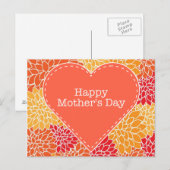 ハッピーマザーズデイヴィンテージレトロフローラハート ポストカード (正面/裏面)