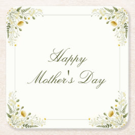 ハッピーマザーズデイヴィンテージワイルドフラワーガーデンパーティー スクエアペーパーコースター
