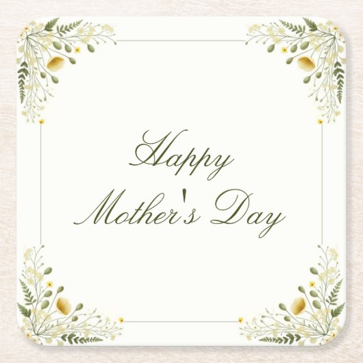 ハッピーマザーズデイヴィンテージワイルドフラワーガーデンパーティー スクエアペーパーコースター (正面)