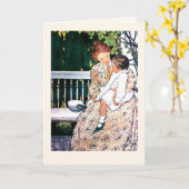 ハッピーマザーズデイヴィンテージ母と子 カード (黄色い花)