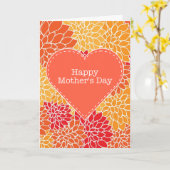 ハッピーマザーズデイヴィンテージ赤とオレンジ色のフローラ カード (黄色い花)