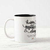 ハッピーマザーズデイ写真カスタム文字フローラ ツートーンマグカップ (左)