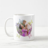 ハッピーマザーズデイ写真パステル蝶かわいい コーヒーマグカップ (左)