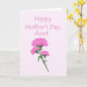 ハッピーマザーズデイ叔母ピンクのカーネーション カード (黄色い花)