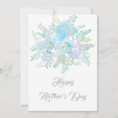 ハッピーマザーズデイ抽象芸術ブルーフラワー2カード 招待状 (正面)