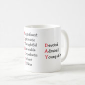 ハッピーマザーズデイ文字と形容詞 コーヒーマグカップ (正面右)