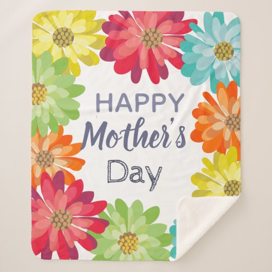 ハッピーマザーズデイ春カラフル花 シェルパブランケット (正面)