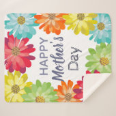 ハッピーマザーズデイ春カラフル花 シェルパブランケット (正面(横))