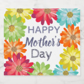 ハッピーマザーズデイ春カラフル花 スパークリングワインラベル (シングルラベル)