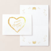 ハッピーマザーズデイ書道文字、金ゴールドハート 箔カード (ディスプレー)