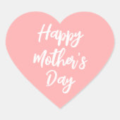 ハッピーマザーズデイ母かわいい愛ハートコーラルピンク ハートシール (正面)