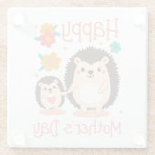 ハッピーマザーズデイ母とベビーハリネズミ ガラスコースター (裏面)