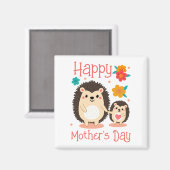 ハッピーマザーズデイ母とベビーハリネズミ マグネット (正面/裏面)