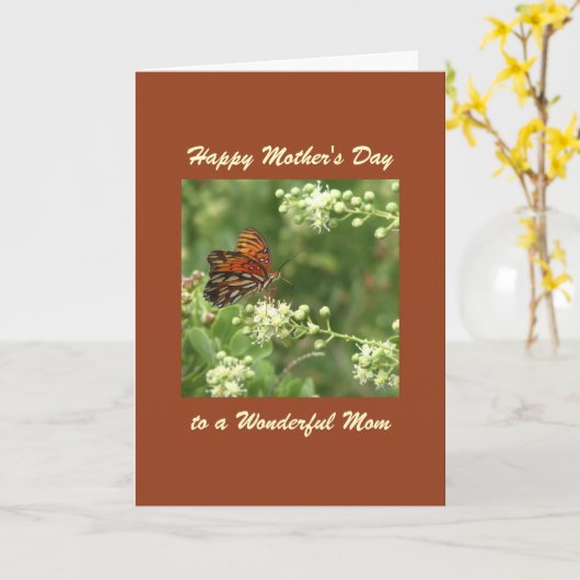 ハッピーマザーズデイ母グリーティングカードバタフライ カード (黄色い花)