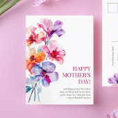 ハッピーマザーズデイ水彩フローラピンクマ最高のマ シーズンポストカード