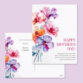 ハッピーマザーズデイ水彩フローラピンクマ最高のマ シーズンポストカード