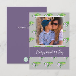 ハッピーマザーズデイ水彩花模様紫カード カード