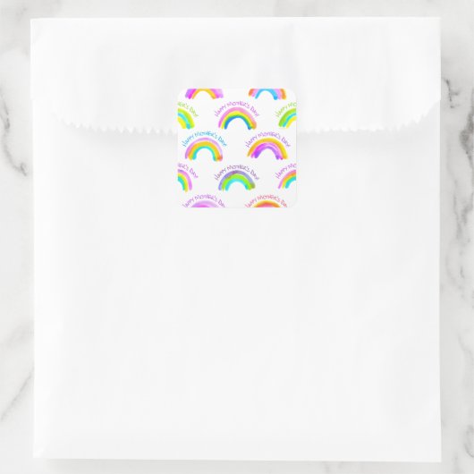 ハッピーマザーズデイ水彩虹の模様 スクエアシール (バッグ)