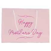 ハッピーマザーズデイ淡い色のピンクとハート ラージペーパーバッグ (裏面)