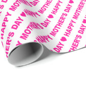 ハッピーマザーズデイ熱いピンク色の白 ラッピングペーパー (ロールコーナー)