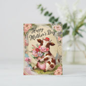 ハッピーマザーズデイ牛ヴィンテージはがき ポストカード (スタンド正面)