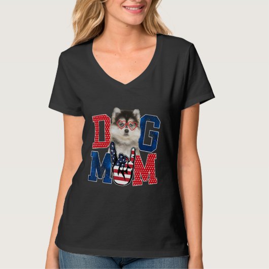 ハッピーマザーズデイ犬ママ犬マザーアメリカアメリカン Tシャツ (正面)