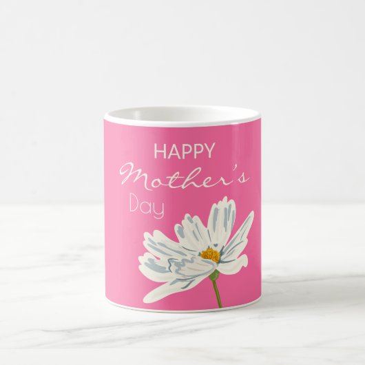 ハッピーマザーズデイ白芸術的花カラフル コーヒーマグカップ (中央)