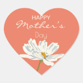 ハッピーマザーズデイ白芸術的花 ハートシール (正面)
