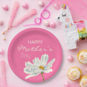 ハッピーマザーズデイ白芸術的花 ペーパープレート (パーティー)