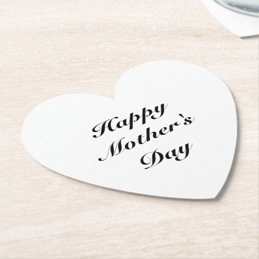 ハッピーマザーズデイ白黒スクリプトエレガントシック ペーパーコースター (アングル)