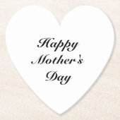 ハッピーマザーズデイ白黒スクリプトエレガントシック ペーパーコースター (正面)