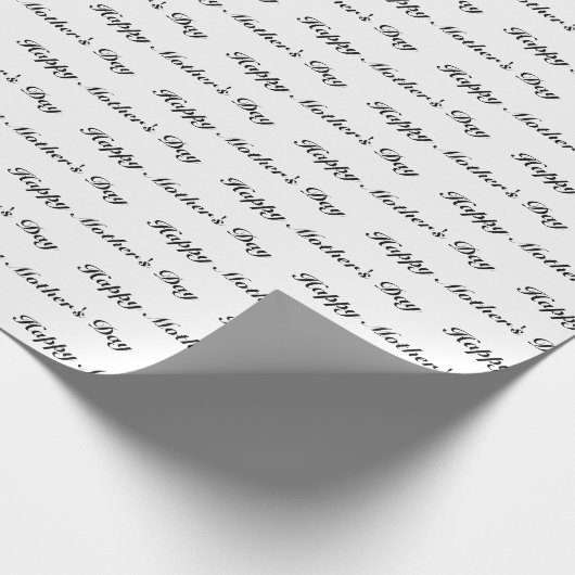 ハッピーマザーズデイ白黒文字シックエレガント ラッピングペーパー (角)