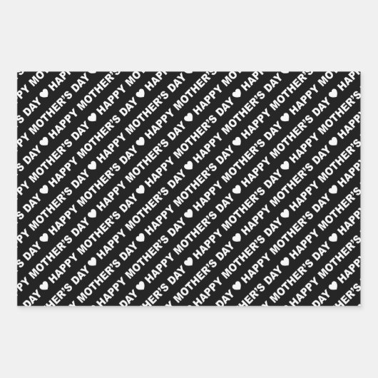 ハッピーマザーズデイ白黒 ラッピングペーパーシート (正面)