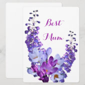 ハッピーマザーズデイ紫かわいらしのクロッカスフローラおもしろい シーズンカード (正面/裏面)