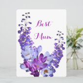 ハッピーマザーズデイ紫かわいらしのクロッカスフローラおもしろい シーズンカード (スタンド正面)